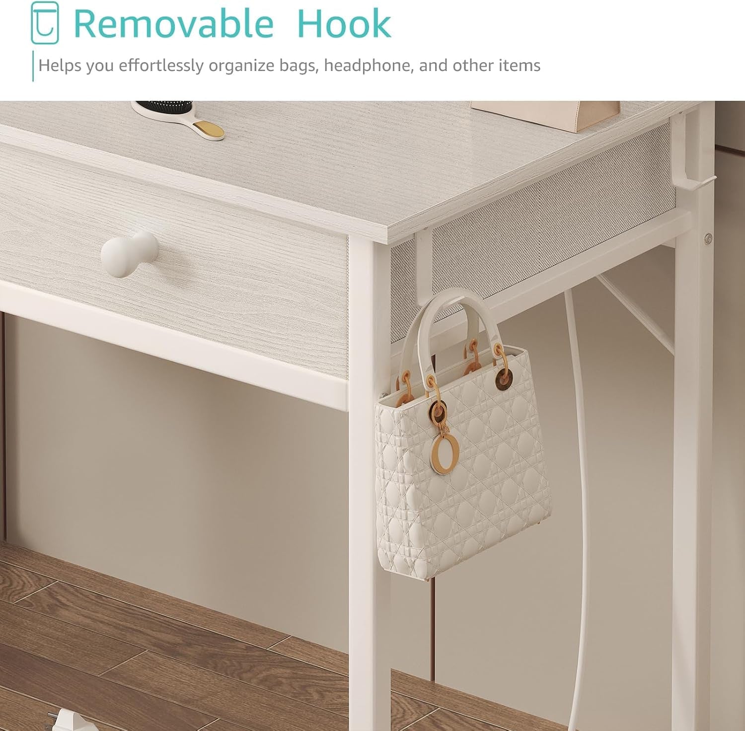 White Makeup Vanity Table With Integrated Charging