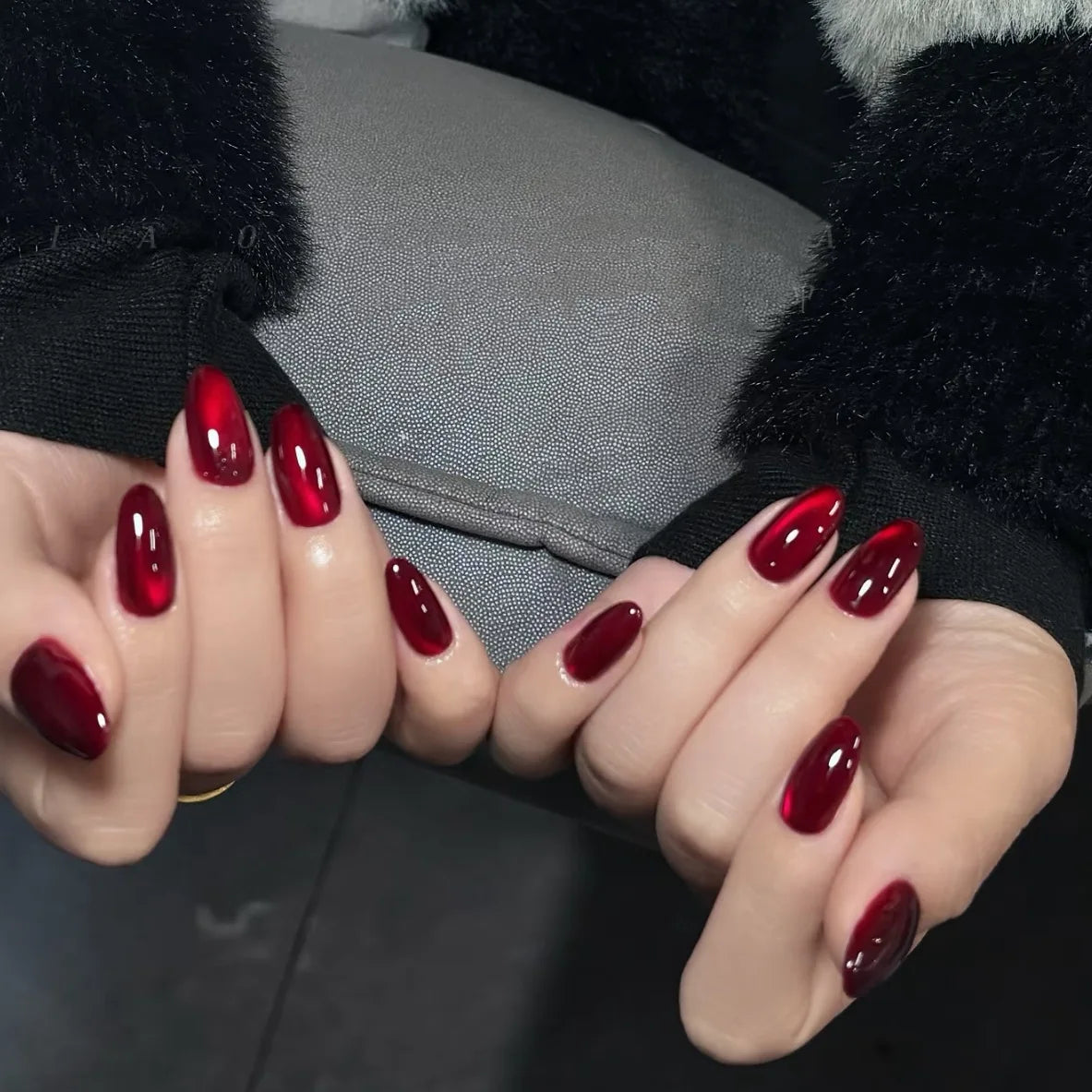 30 Pcs Red Press On Nails Set with Glue