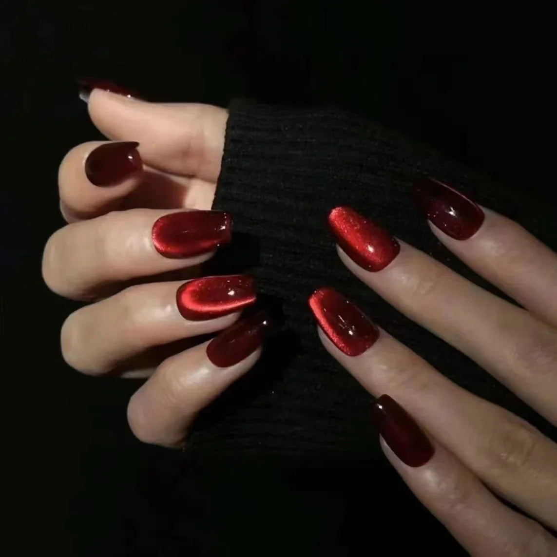 30 Pcs Red Press On Nails Set with Glue