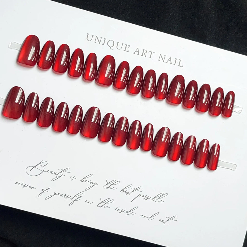 30 Pcs Red Press On Nails Set with Glue