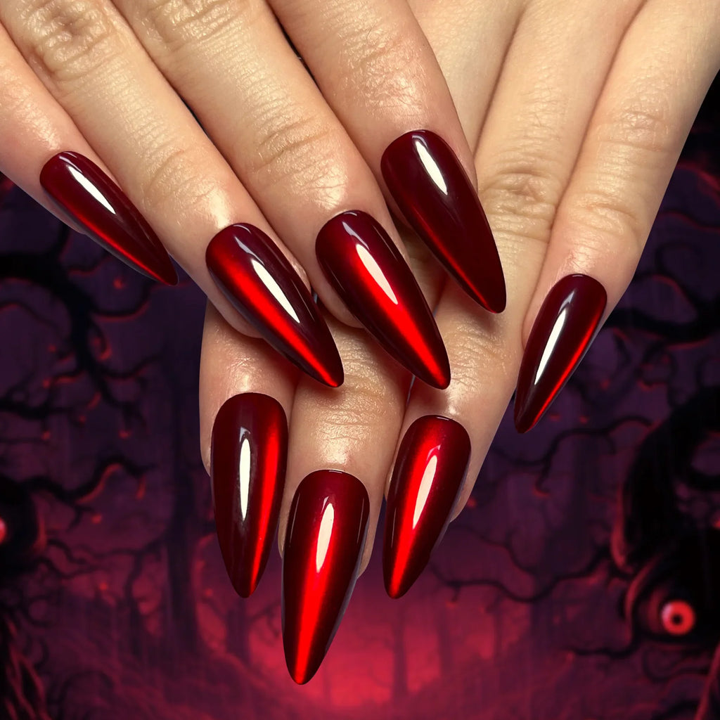 30 Pcs Red Press On Nails Set with Glue