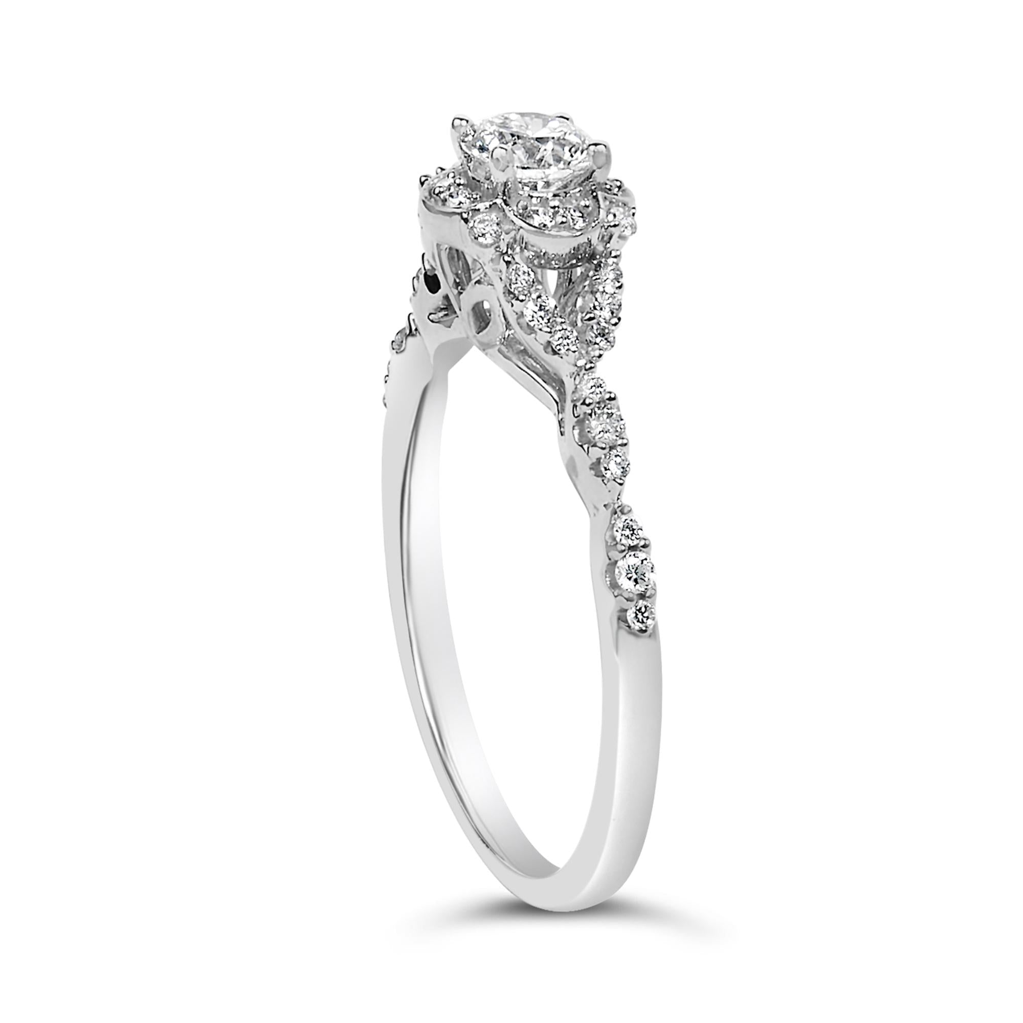 14K White Gold 1/2 Cttw Lab Grown Diamond Vintage Style Engagement Ring (F-G Color, VS1-VS2 Clarity)