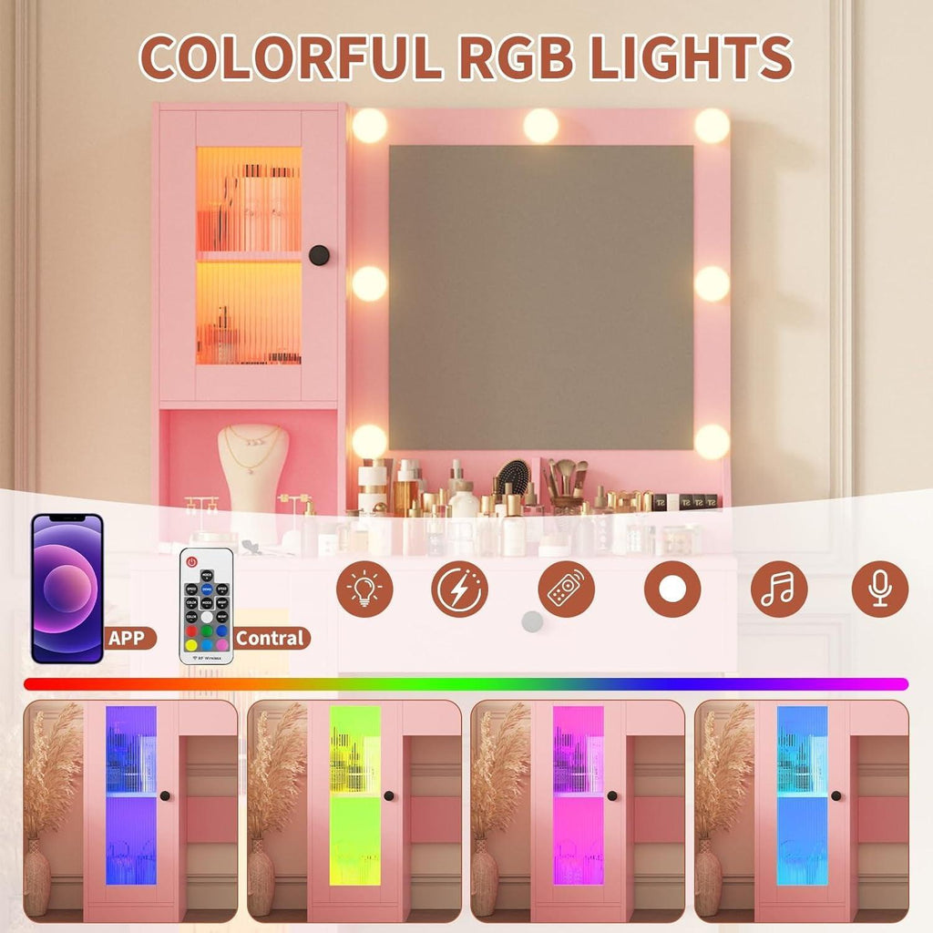Makeup Vanity Desk With RGB Atmospheric Illumination
