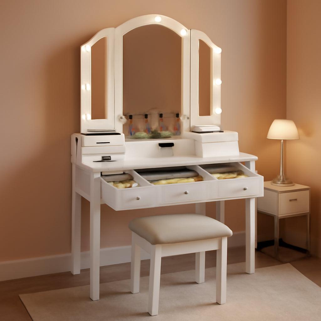 Makeup Vanity Desk With Highgloss LED Illumination