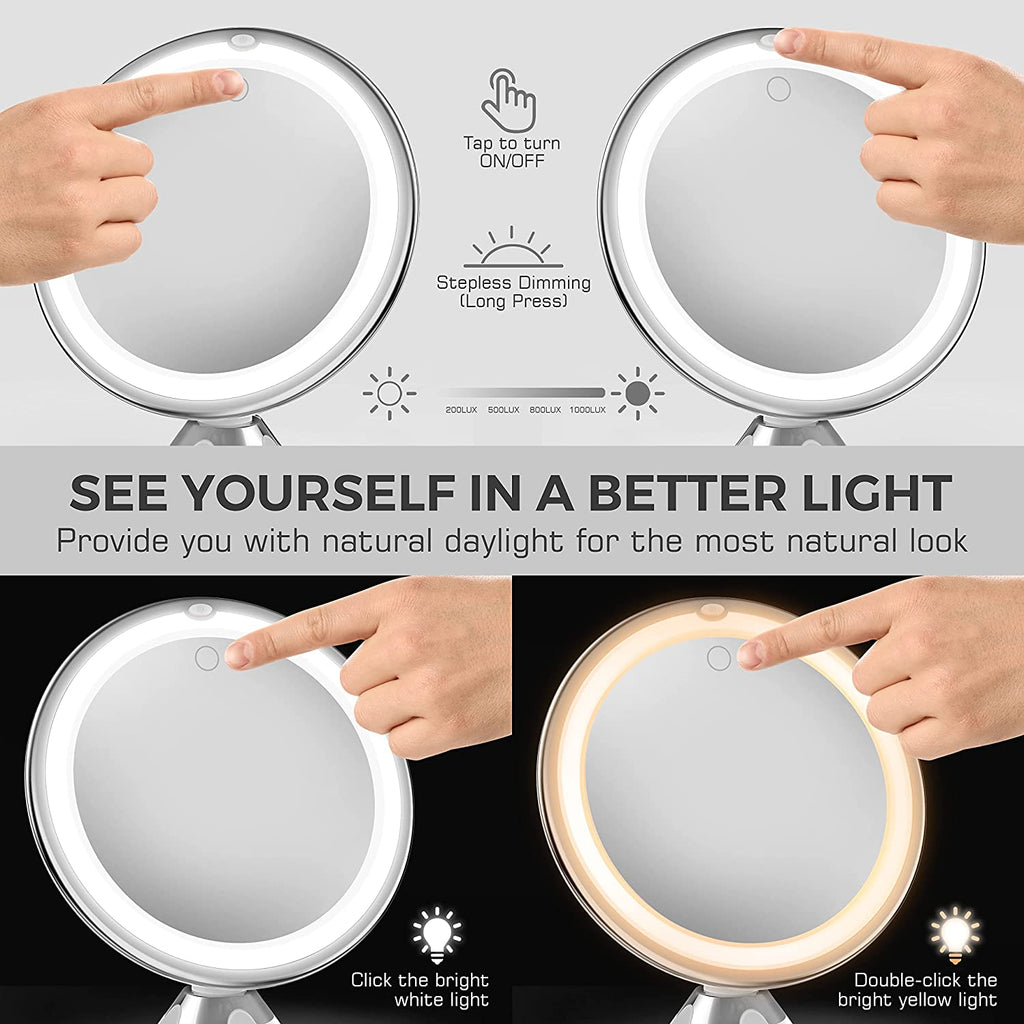 10X Magnifying LED Lighted Makeup Vanity Mirror