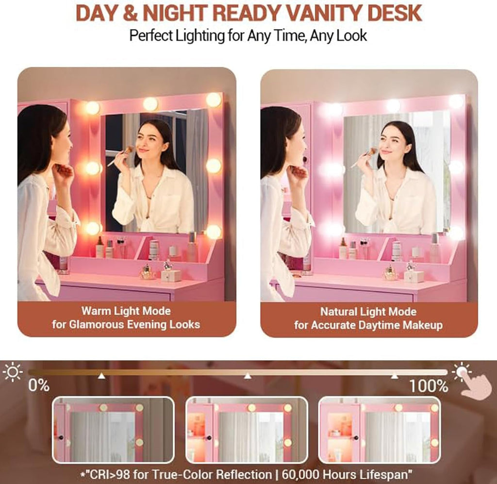 Makeup Vanity Desk With RGB Atmospheric Illumination