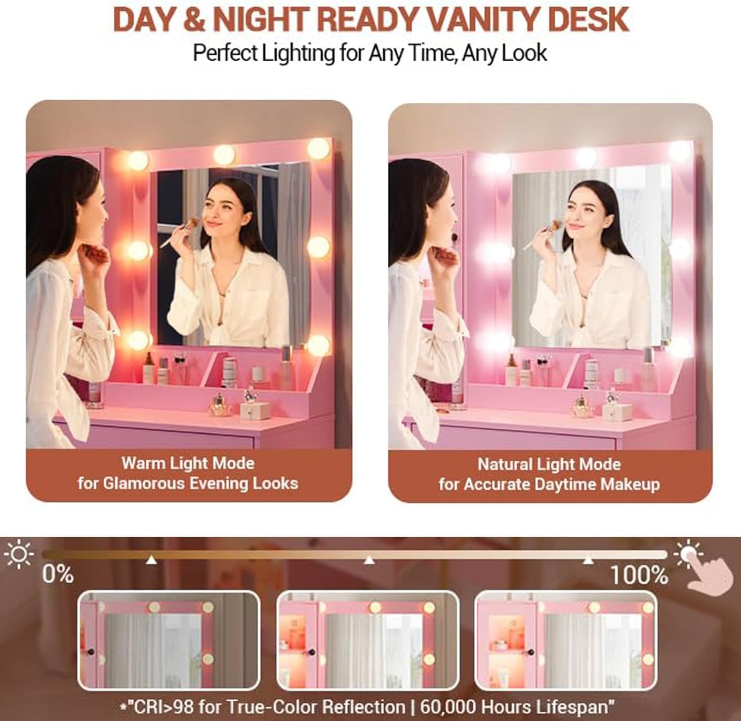 Makeup Vanity Desk With RGB Atmospheric Illumination