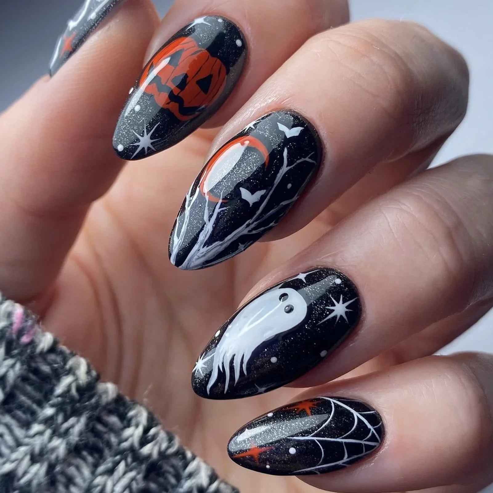 Almond Halloween Press-On Nails