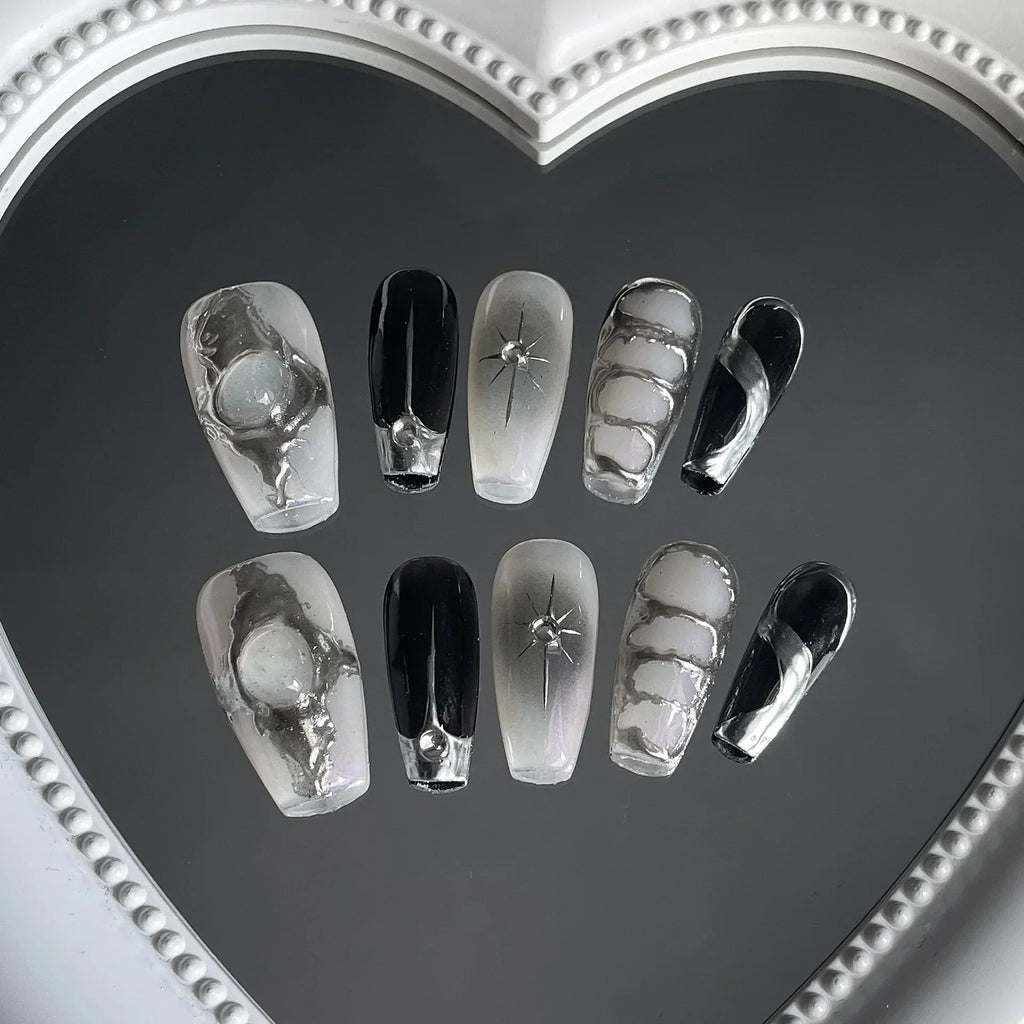 Black Handmade Press On Nails