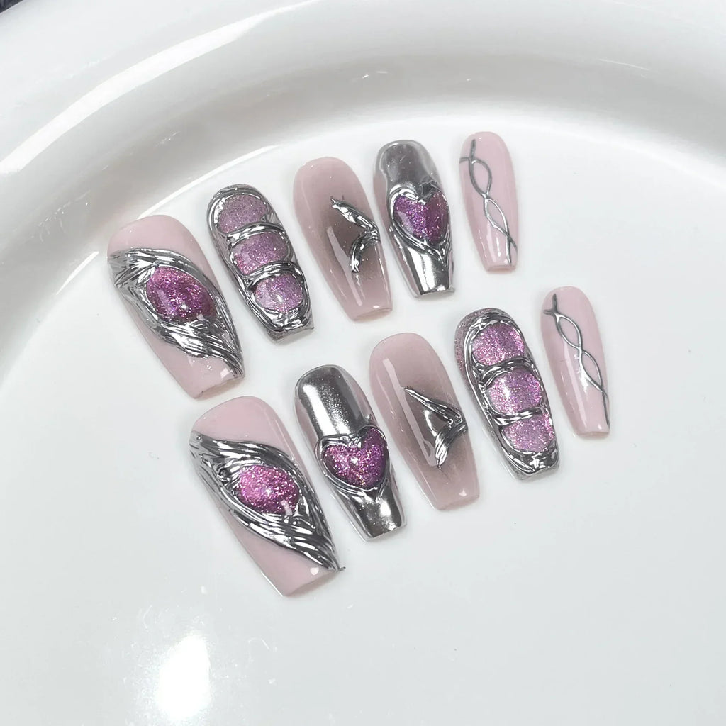 Black Handmade Press On Nails