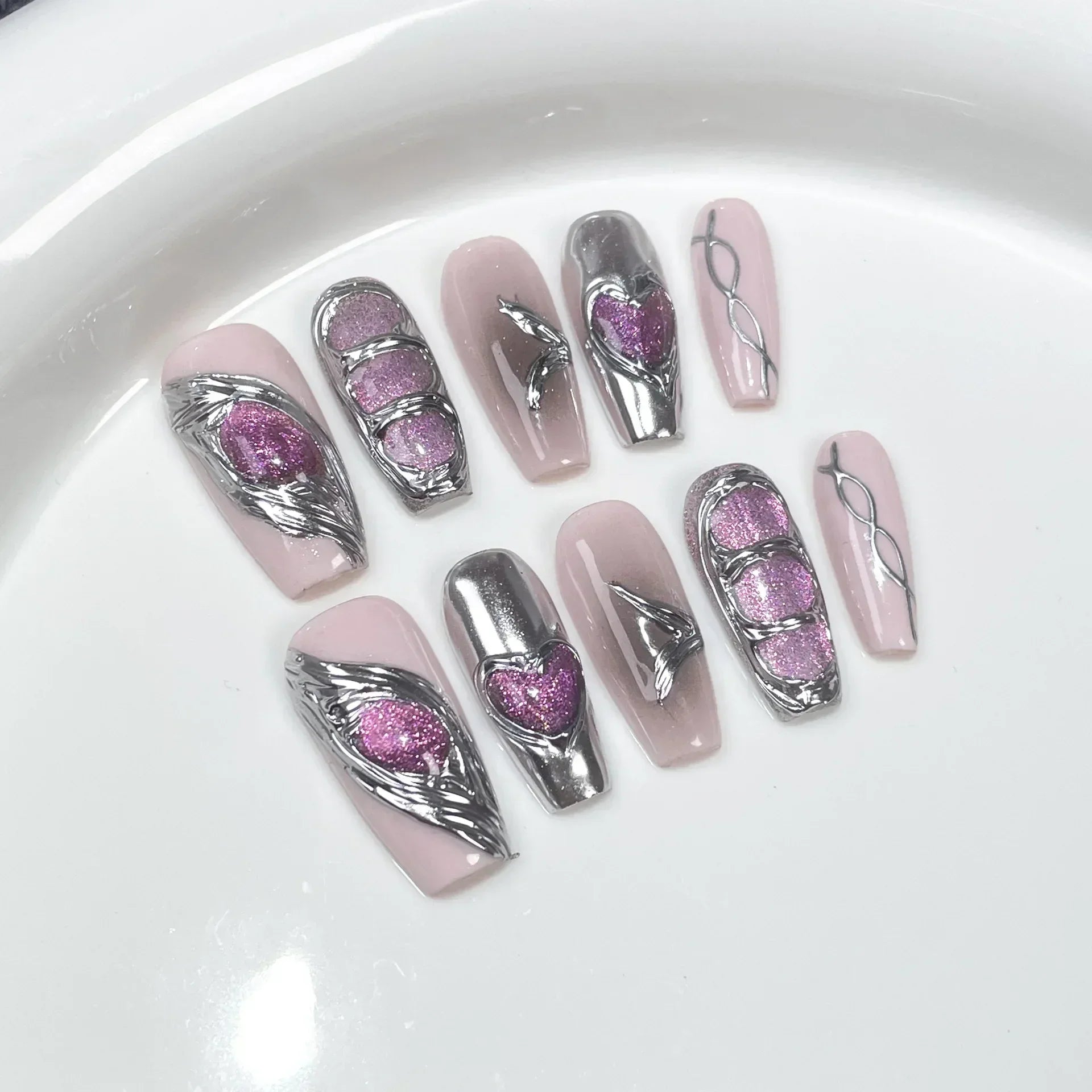 Black Handmade Press On Nails