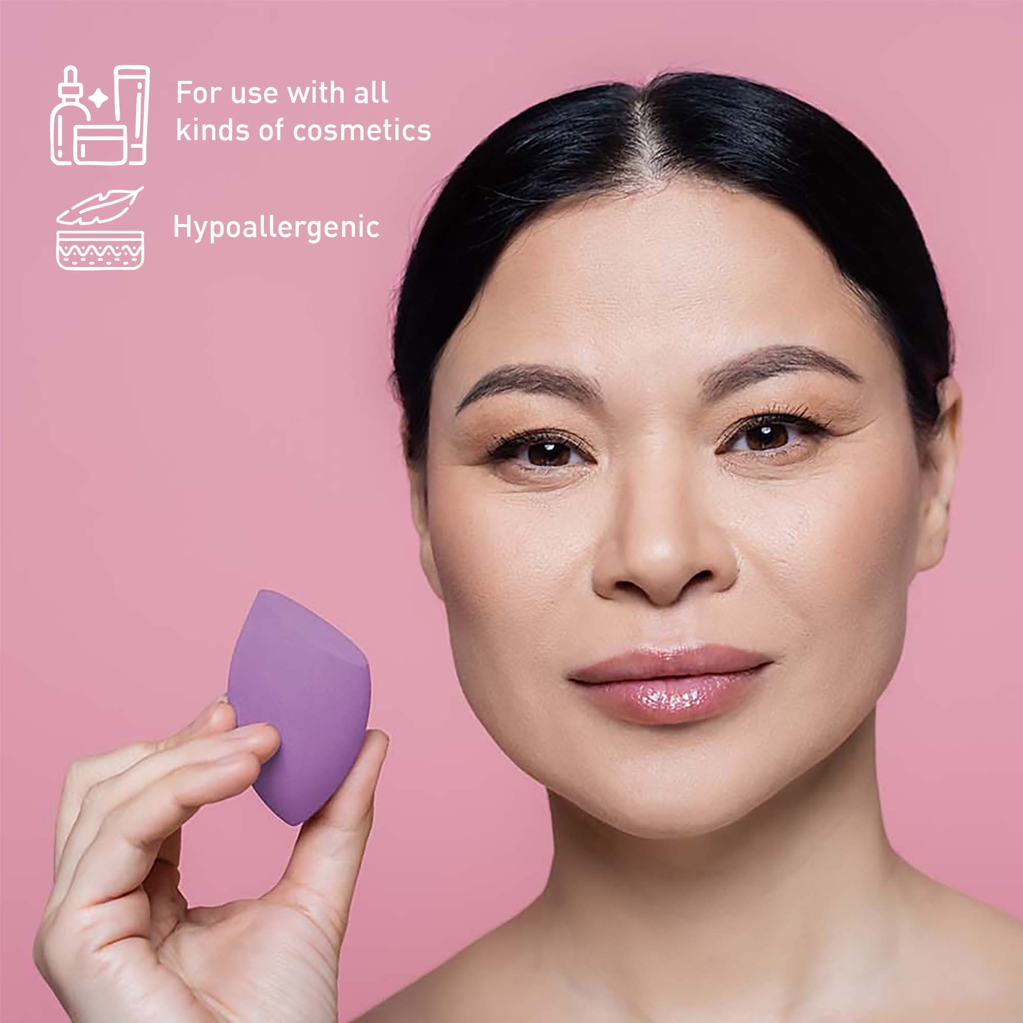 Pursonic Complete Makeup Application Kit - 5-Piece Studio Makeup Brush Set & Facial Makeup Blender Sponge with Stand