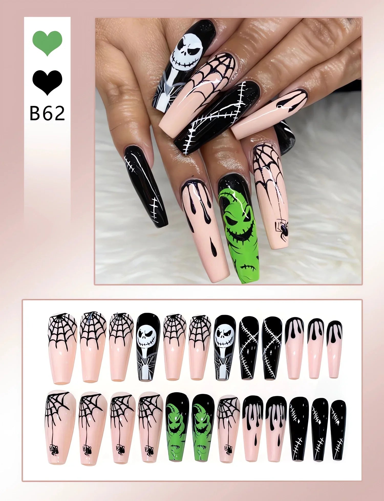 Chic Almond Halloween Press-On Nails