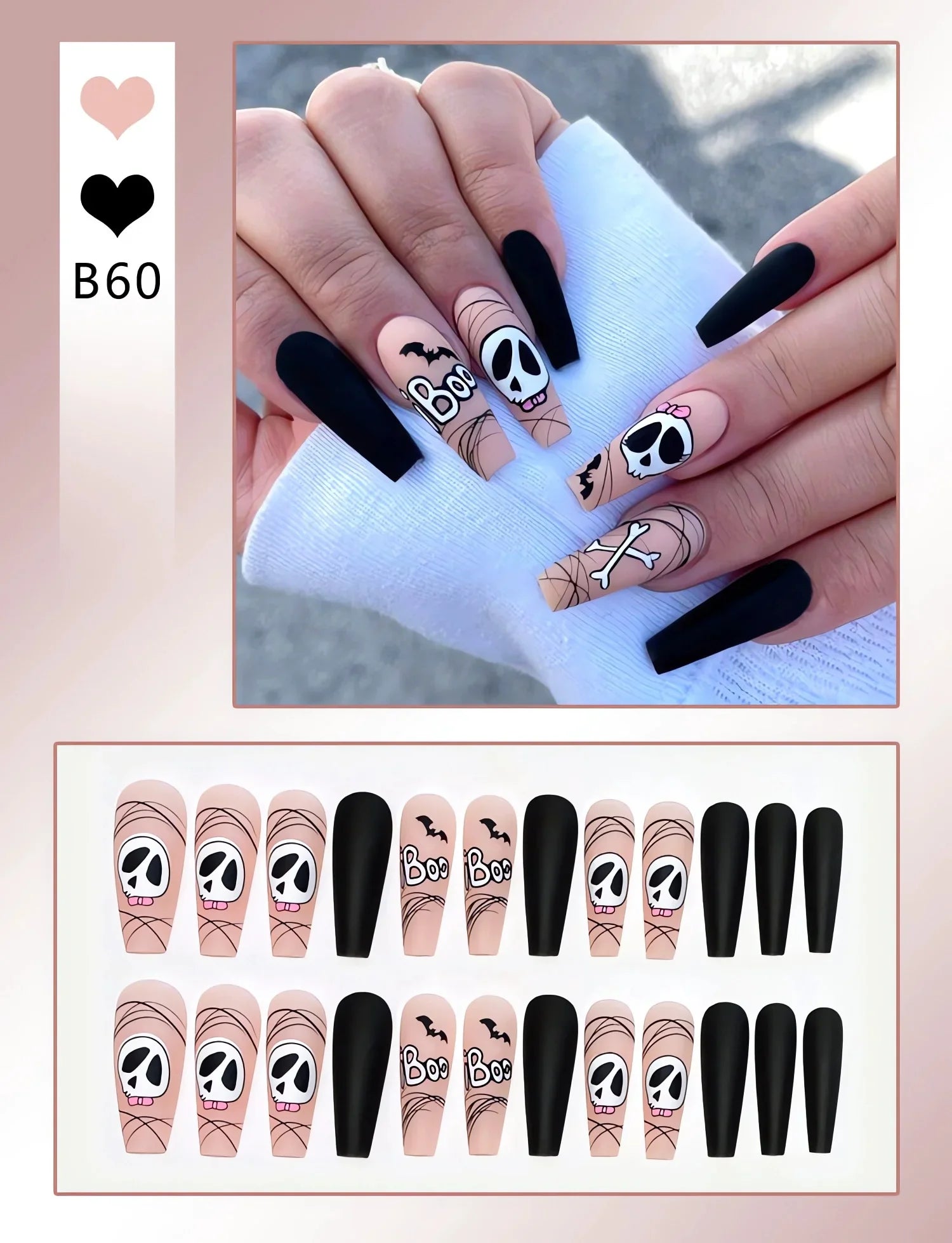 Chic Almond Halloween Press-On Nails