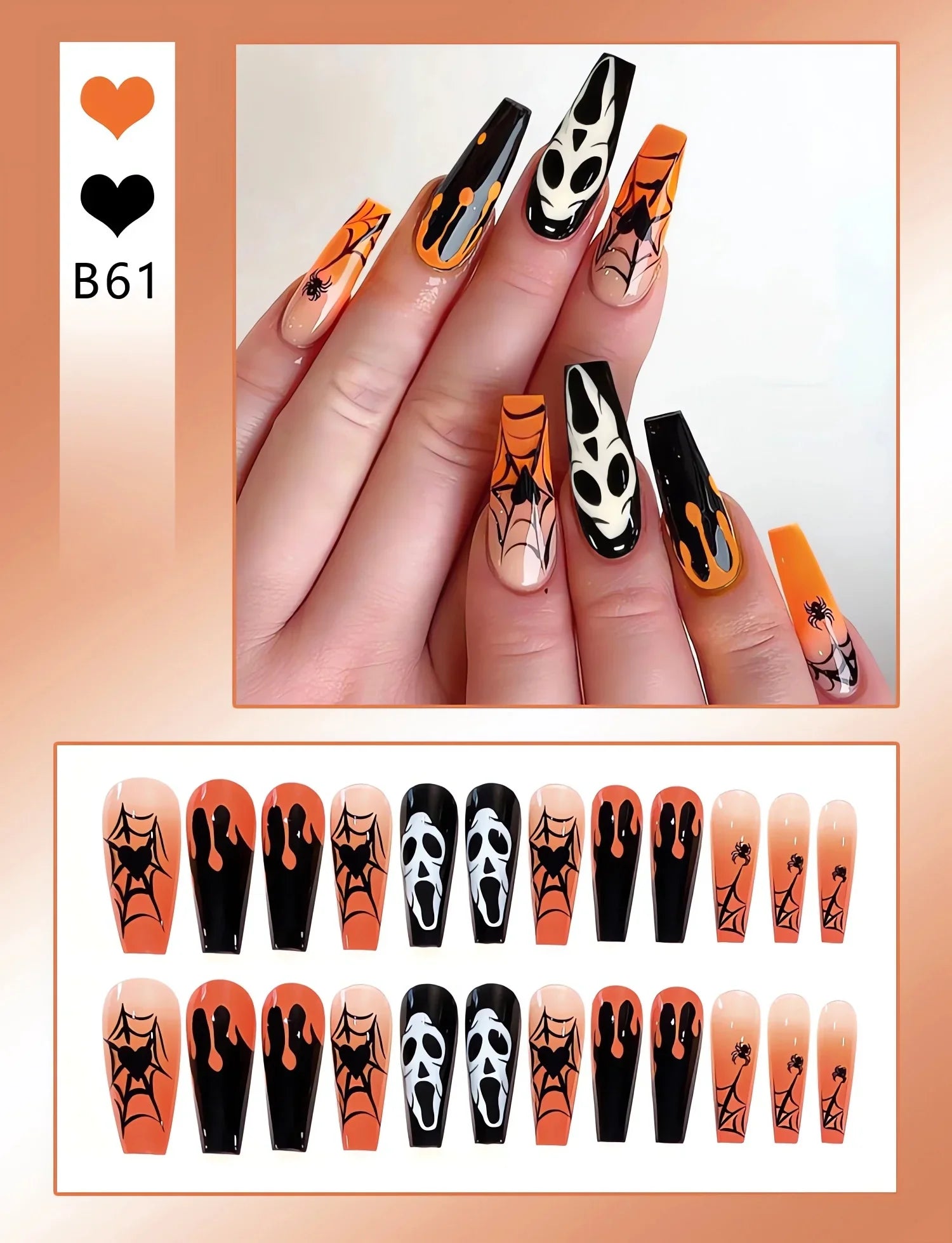 Chic Almond Halloween Press-On Nails