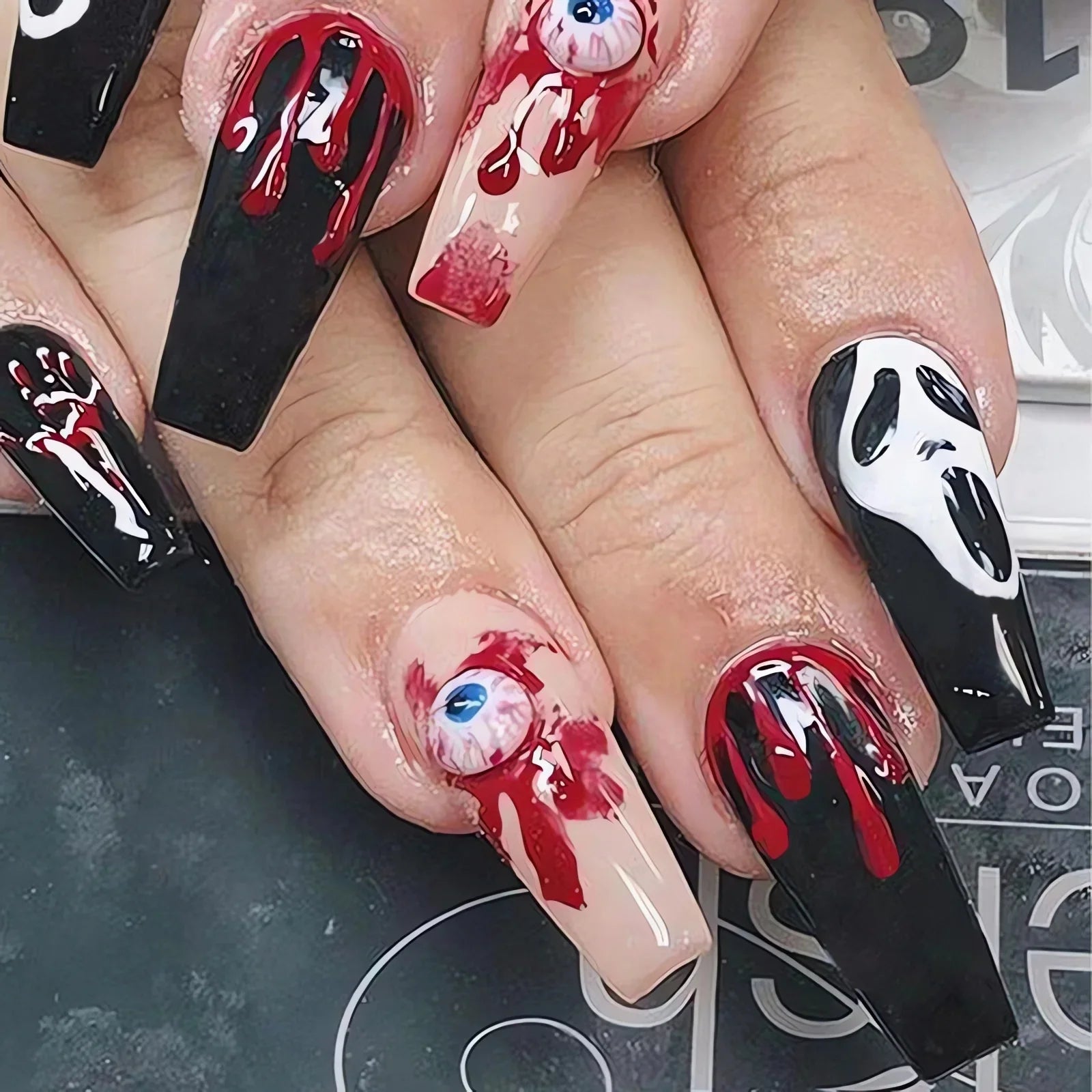 Chic Almond Halloween Press-On Nails