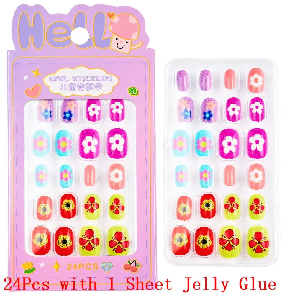 Children Press On Nails 24 Pcs Cute Fake Nails