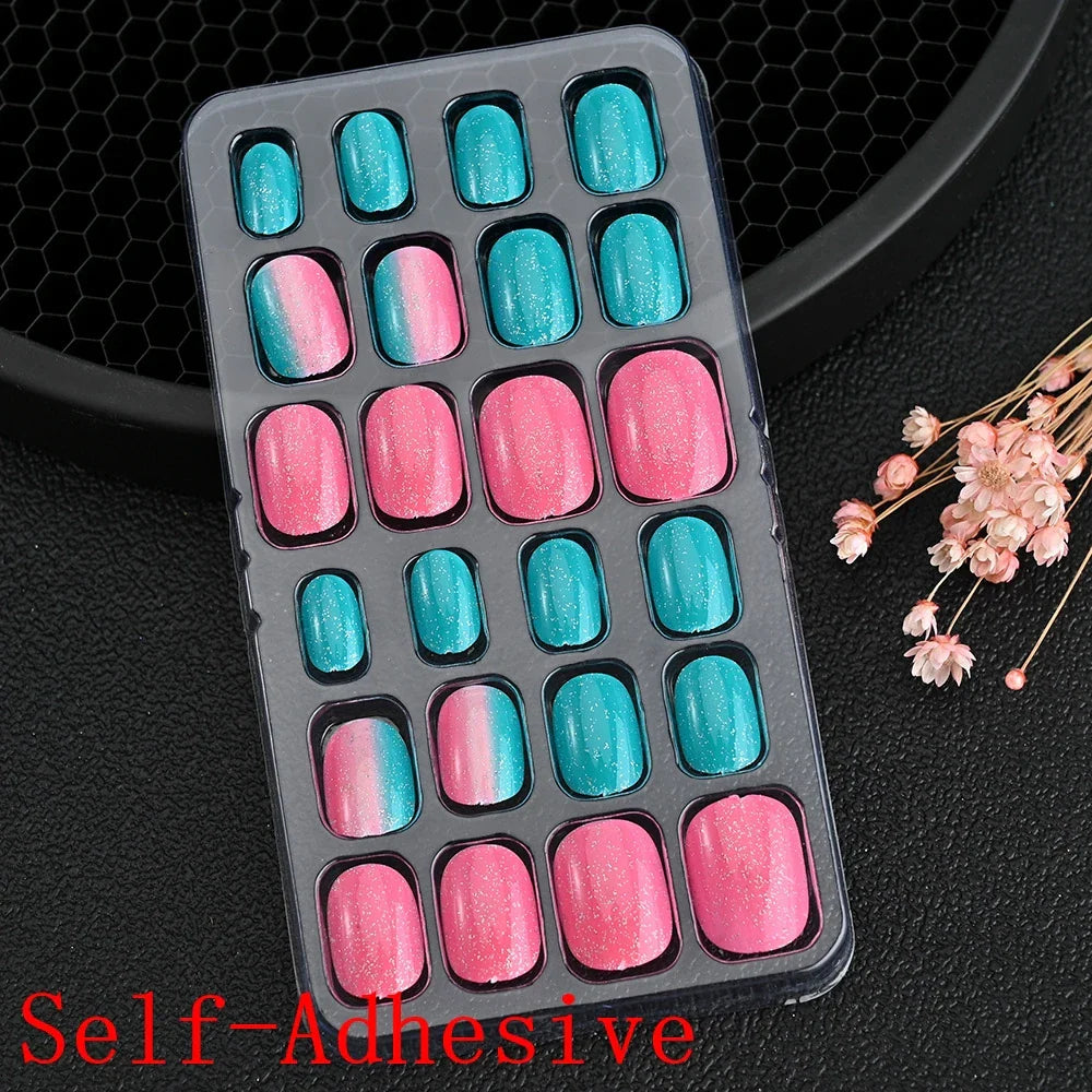 Children Press On Nails 24 Pcs Cute Fake Nails