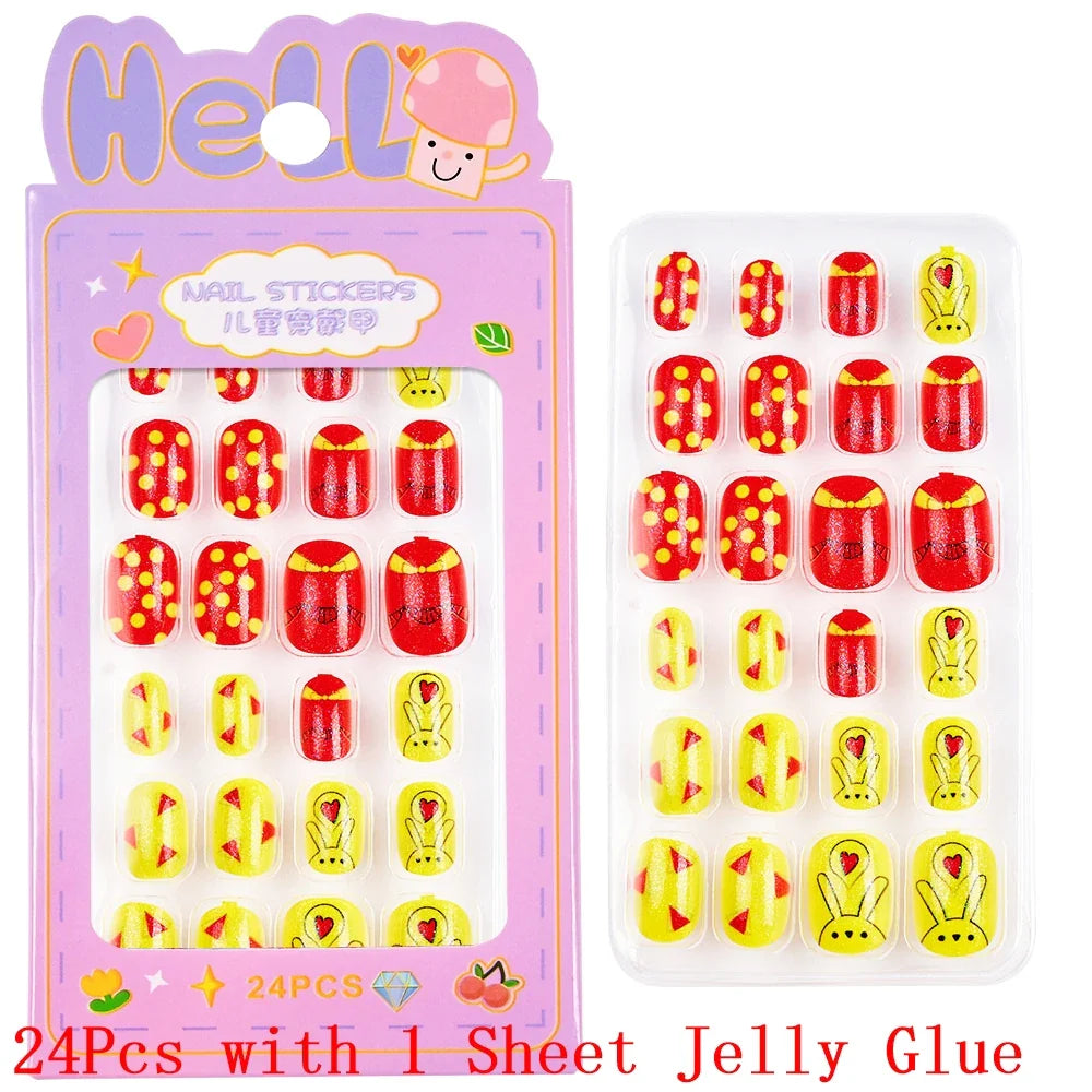 Children Press On Nails 24 Pcs Cute Fake Nails