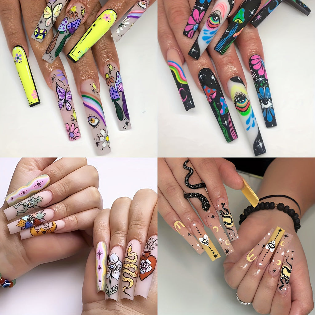 4-Set Coffin Press-On Nails