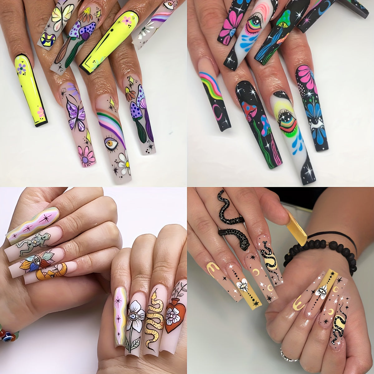 4-Set Coffin Press-On Nails