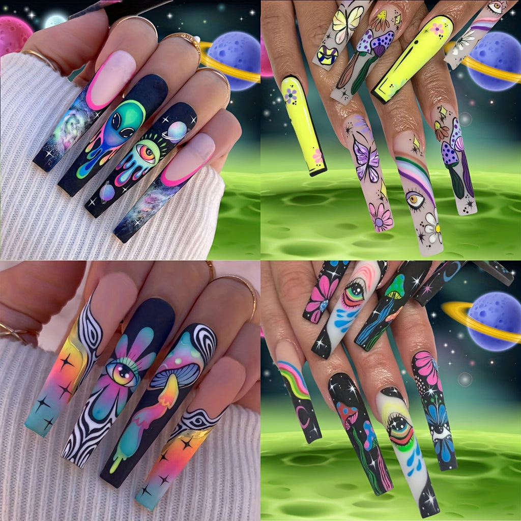 4-Pk Coffin Press-On Nails