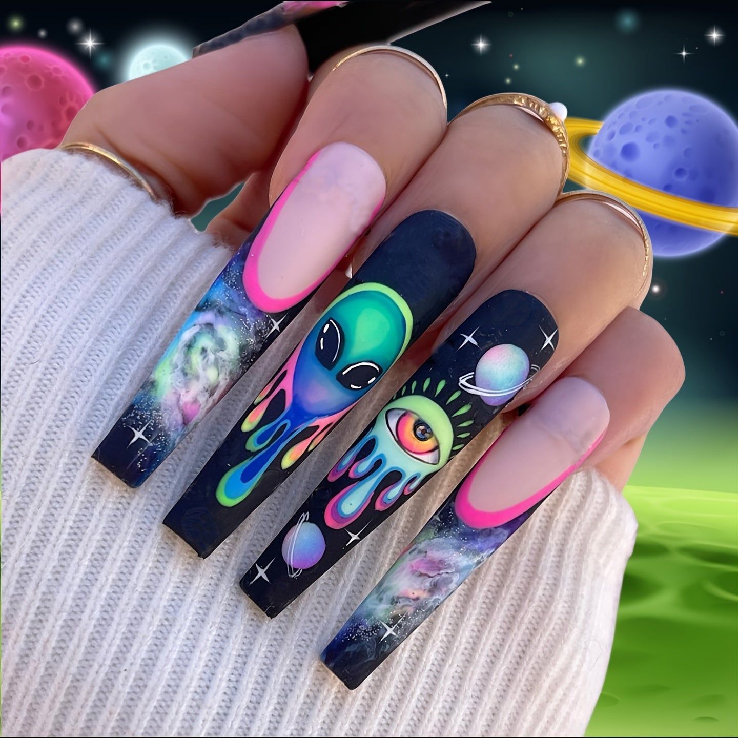 4-Pk Coffin Press-On Nails