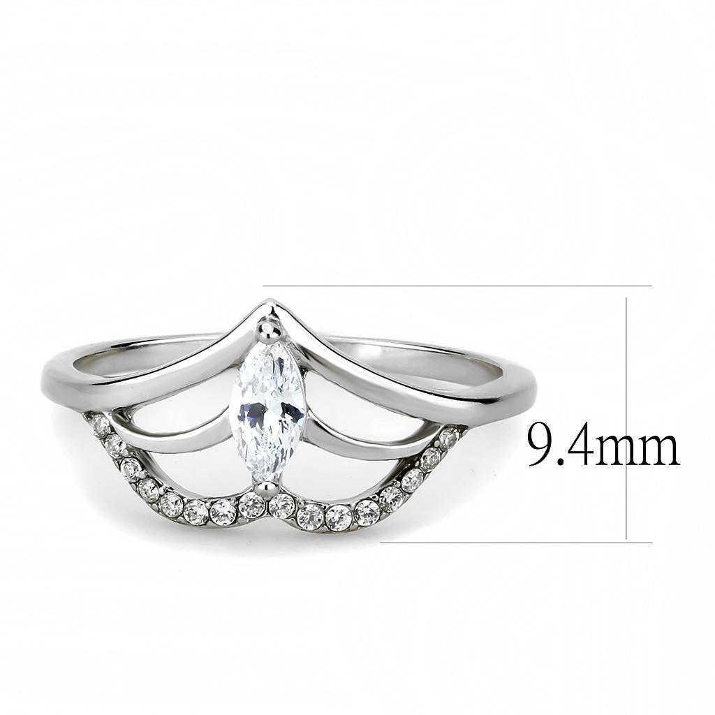 High polished (no plating) Stainless Steel Ring with AAA Grade CZ  in Clear