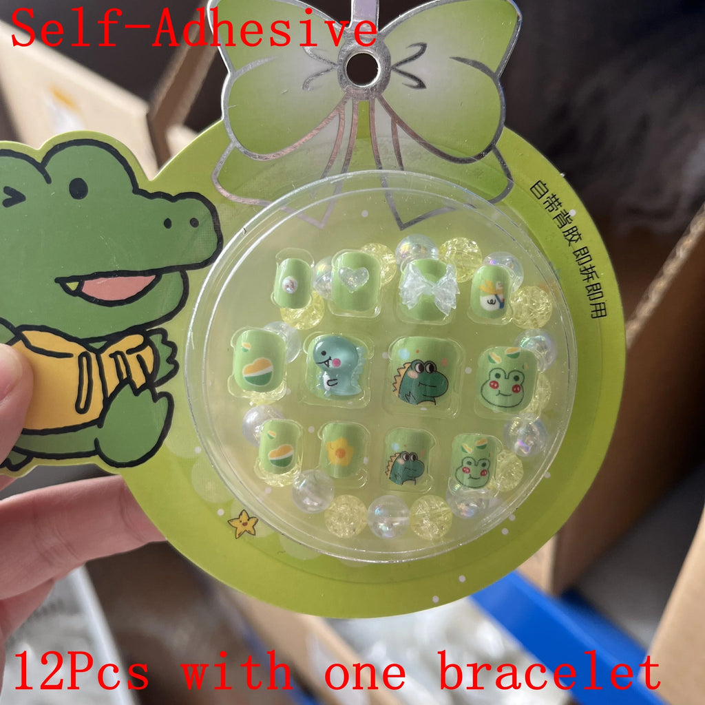 Children Press On Nails 24 Pcs Cute Fake Nails