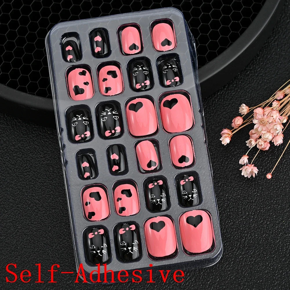 Children Press On Nails 24 Pcs Cute Fake Nails