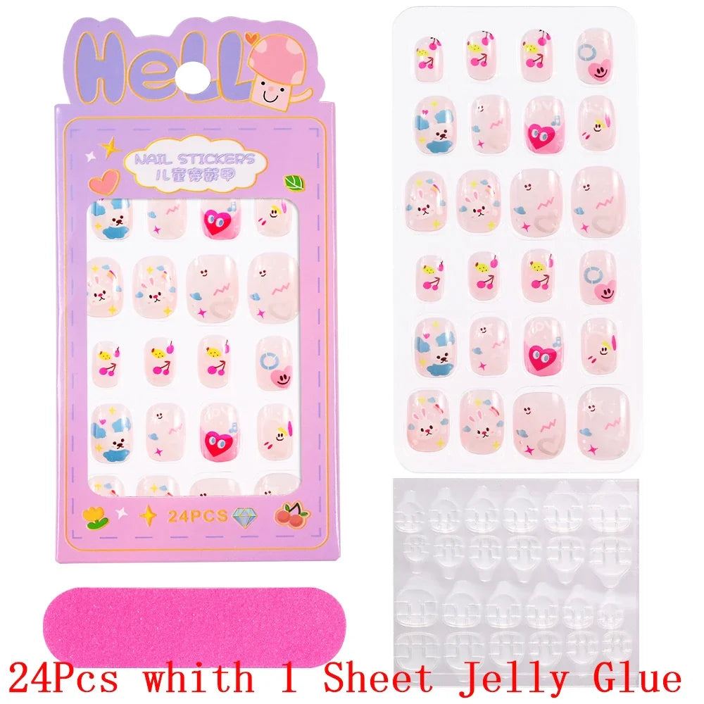 Children Press On Nails 24 Pcs Cute Fake Nails