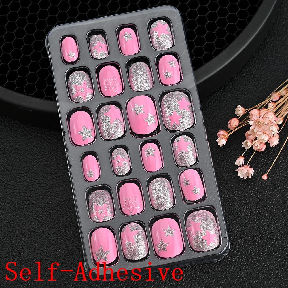 Children Press On Nails 24 Pcs Cute Fake Nails