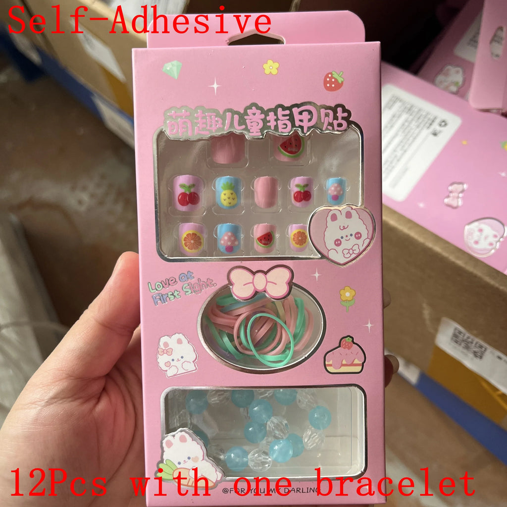 Children Press On Nails 24 Pcs Cute Fake Nails