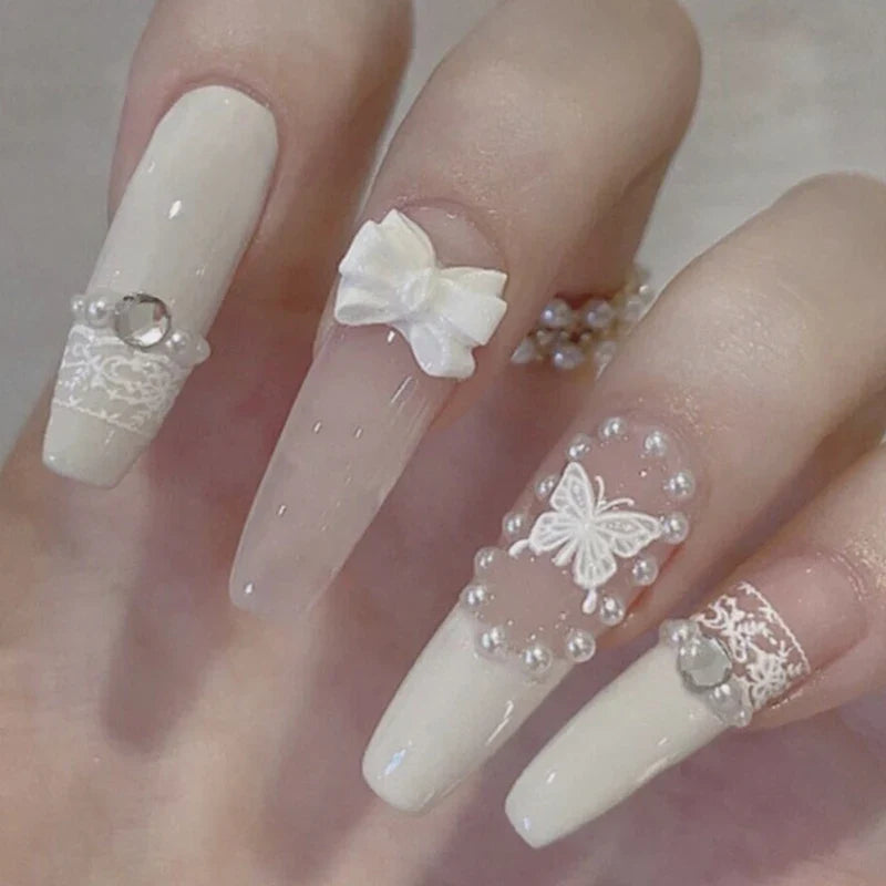 Y2K Silver Flame Press-On Nails