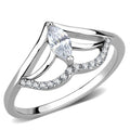 High polished (no plating) Stainless Steel Ring with AAA Grade CZ  in Clear