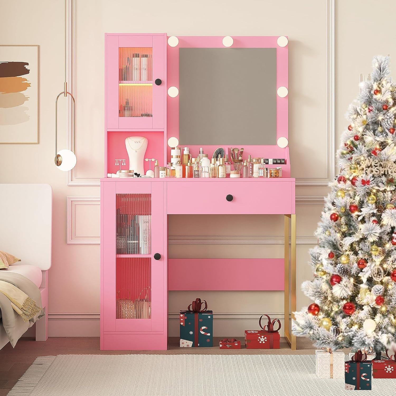 Makeup Vanity Desk With RGB Atmospheric Illumination